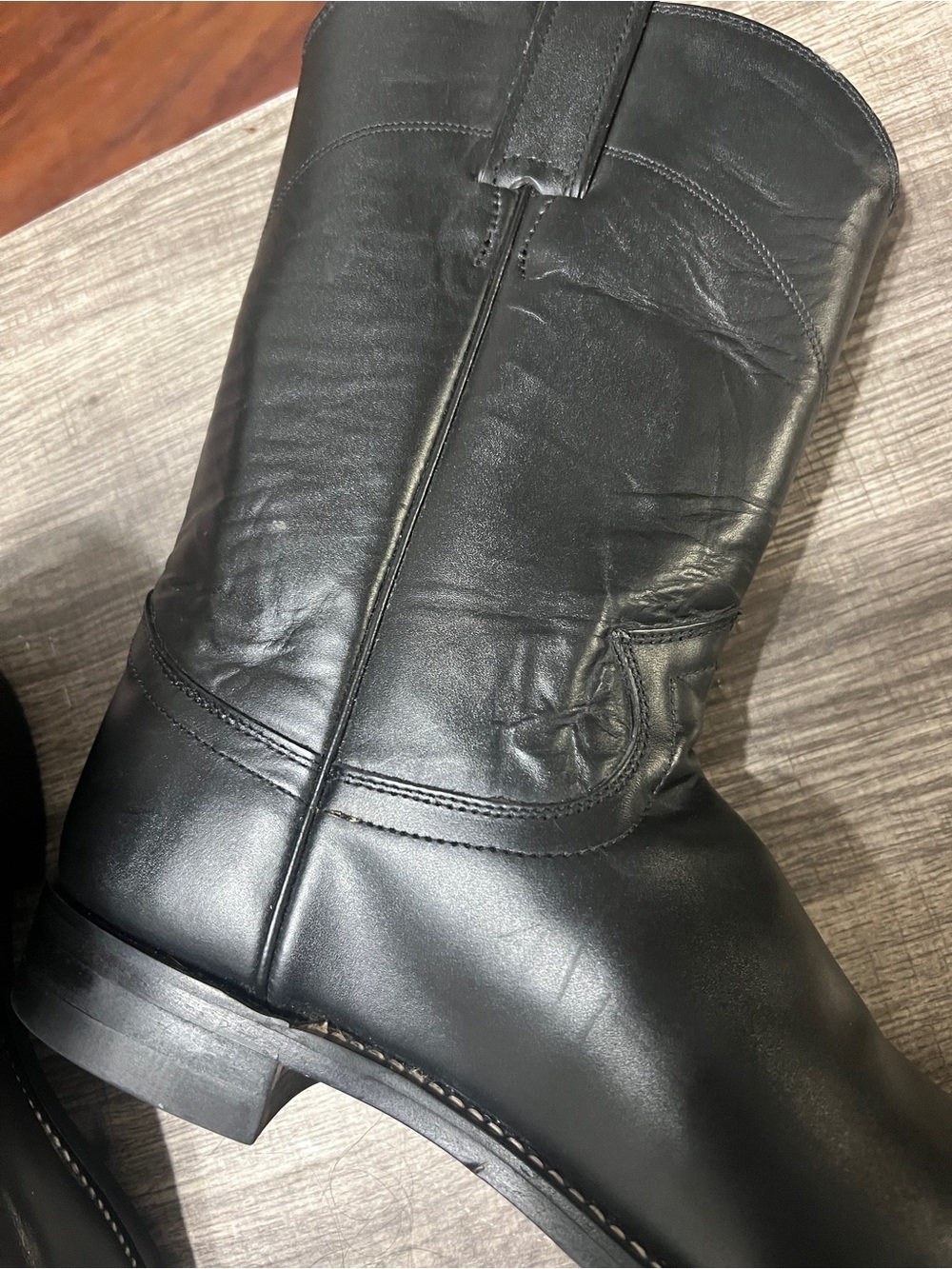 Justin Roper Boots Black Leather Western Boots 3133 - SZ 9B - Picture 12 of 13